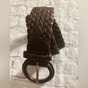 ABERCROMBIE & FITCH GENUINE LEATHER DARK BROWN COVERED BUCKLE BELT WOMEN’S MED